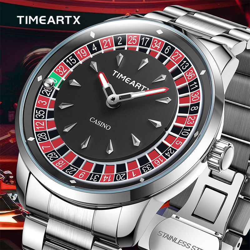 Luxury Watch Magazine - นาฬิกาควอตซ์หรูหราใหม่เอี่ยมยี่ห้อ TIMEARTX สำหรับผู้ชาย ดีไซน์เกมรูเล็ตโป๊กเกอร์แบบยุโรป