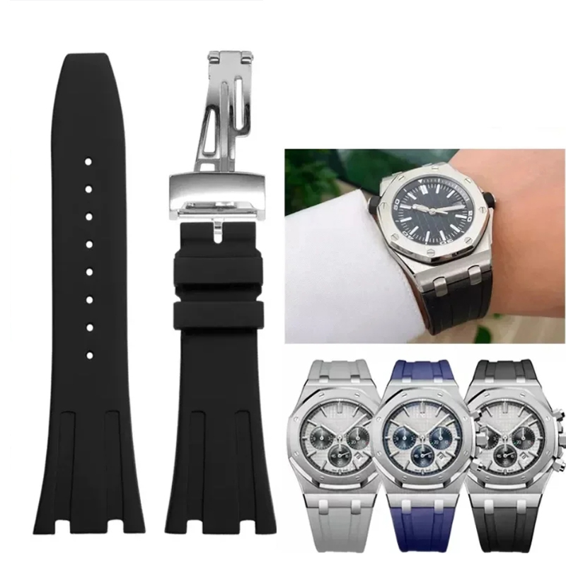 Audemars Piguet Watch Royal Oak - สายนาฬิกายางซิลิโคนสำหรับ AP Royal Oak Offshore กันน้ำสำหรับกีฬากันเหงื่อของผู้ชาย27มม.